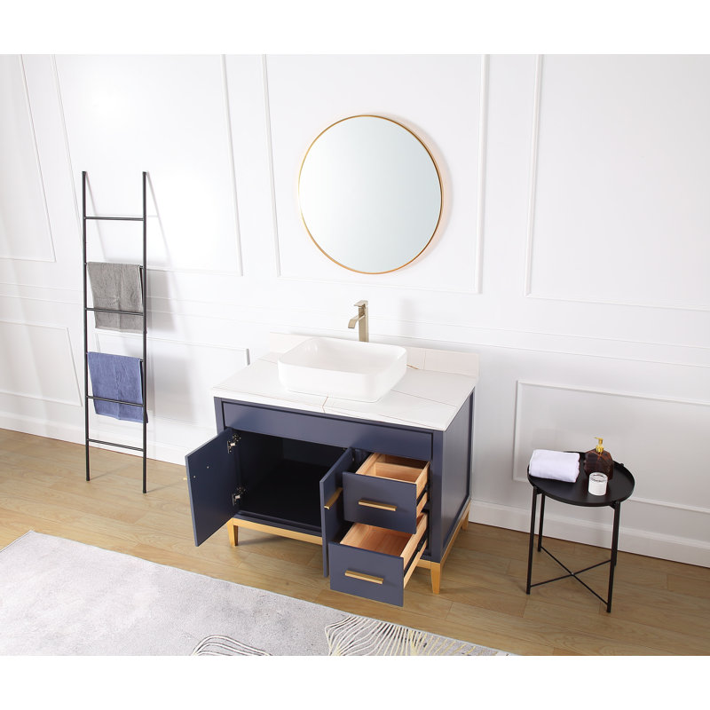 Ensemble de meuble-lavabo 42 po, Blanc, Bleu marine