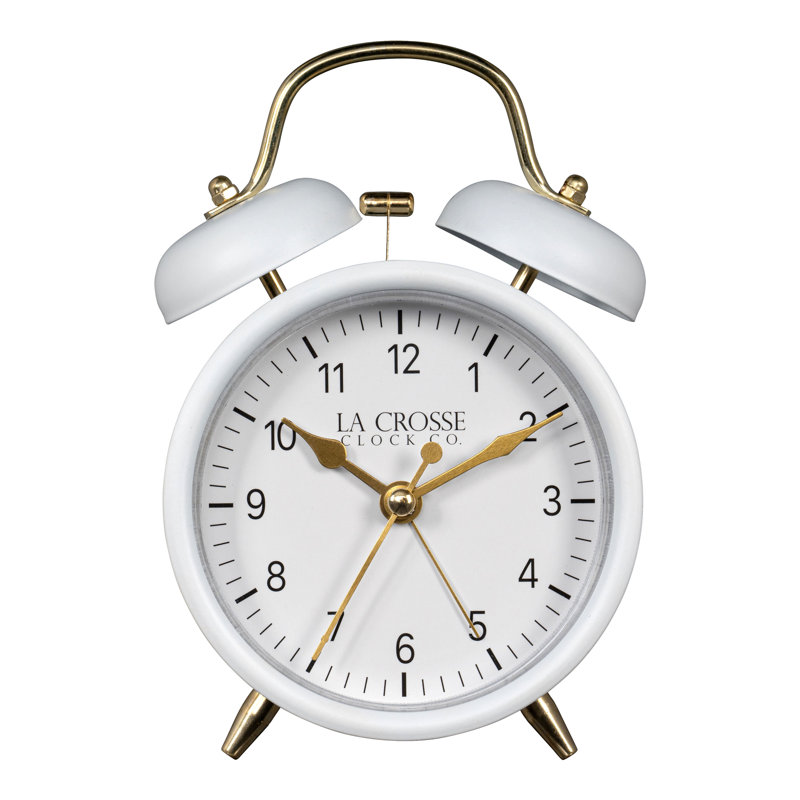 Twin Bell Silent Sweeping Quartz Analog Alarm Clock, Black