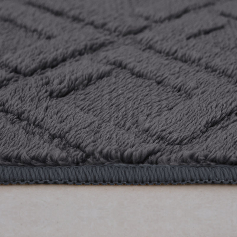 Ayotte Lattice Bath Rug Set, Gray