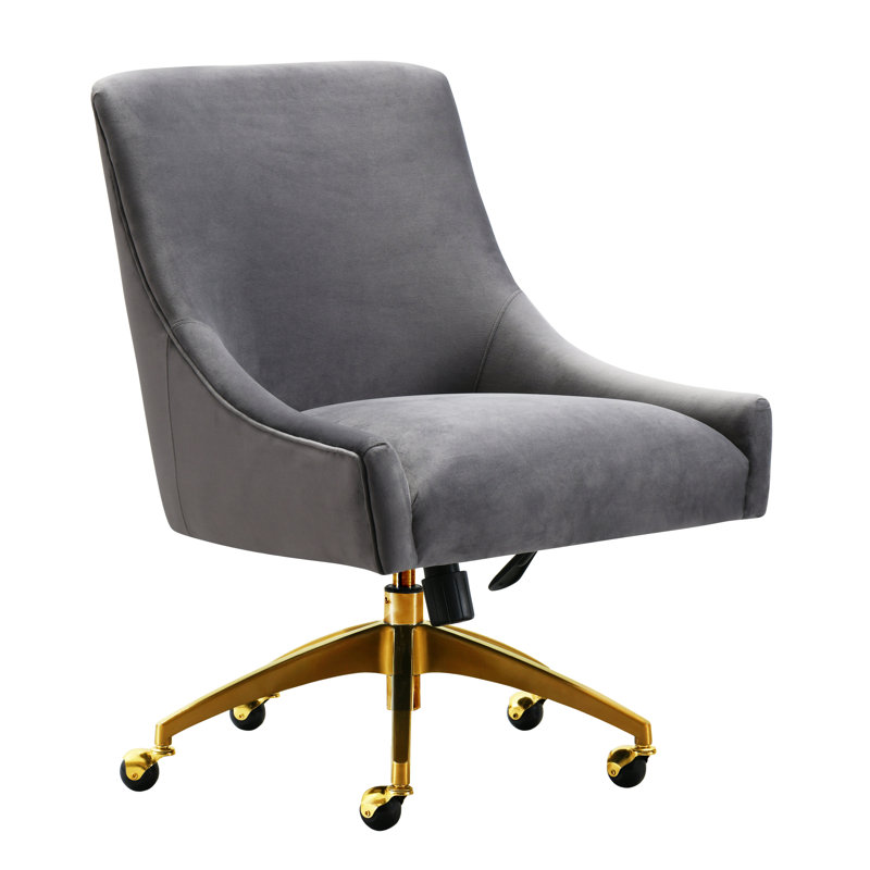 Chaise de travail Crete, Velours gris