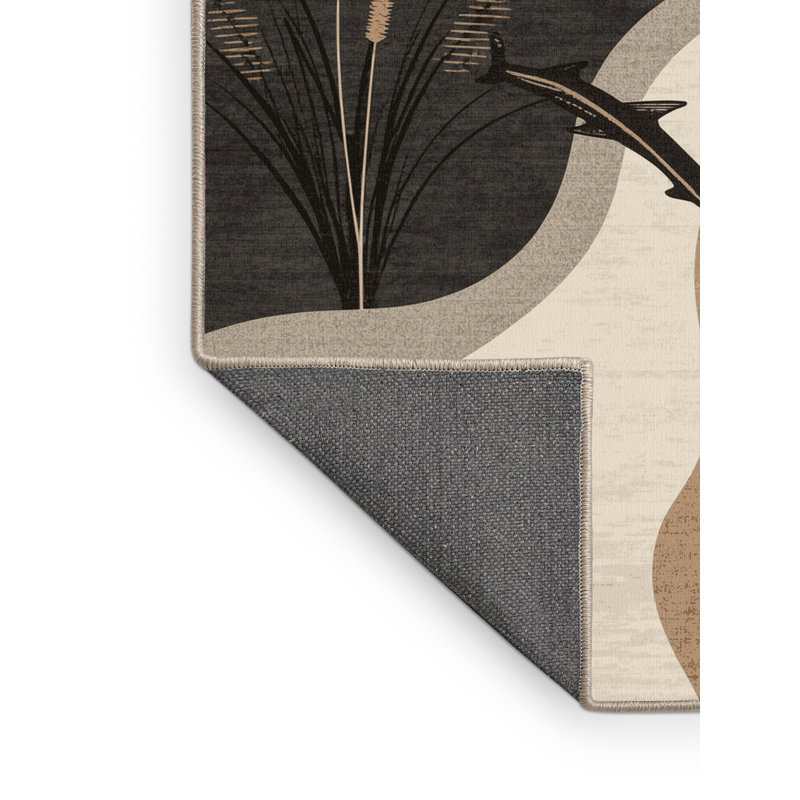 Tapis beige moelleux doux et moelleux à motif dégradé Olivet, Rond 7 pi