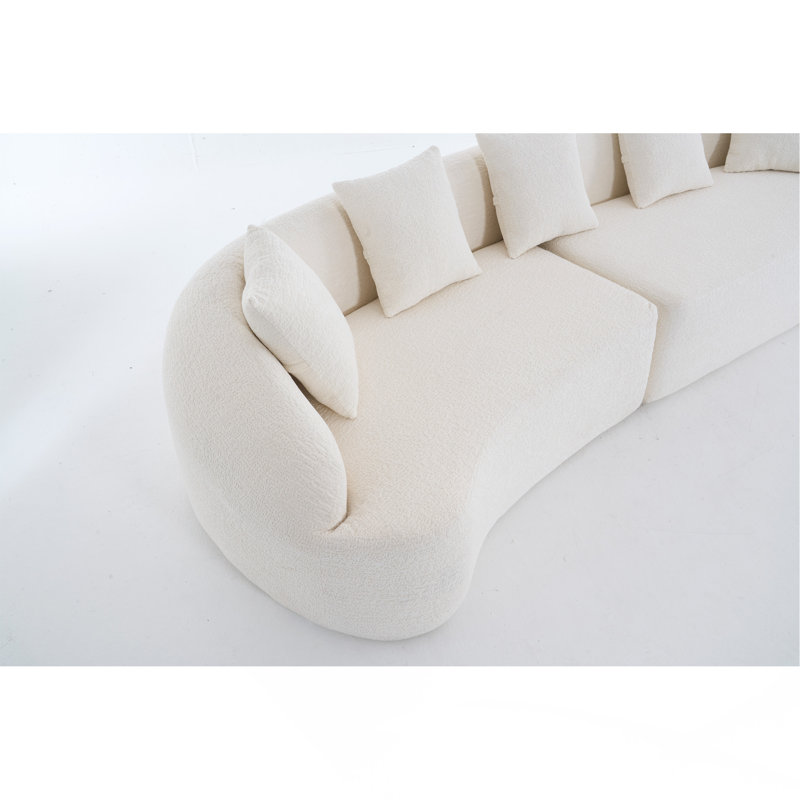 Canapé incurvé incurvé, canapé modulaire à compression de 110 po, blanc haute densité, canapé-lit pour le salon et la chambre à coucher, salon, chenille