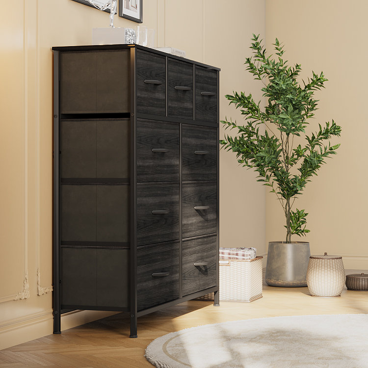 Commode 9 tiroirs Hurd, Noir anthracite