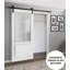 Porte de grange en verre givré blanc Felicia avec trousse de quincaillerie d'installation-49203265-49252229