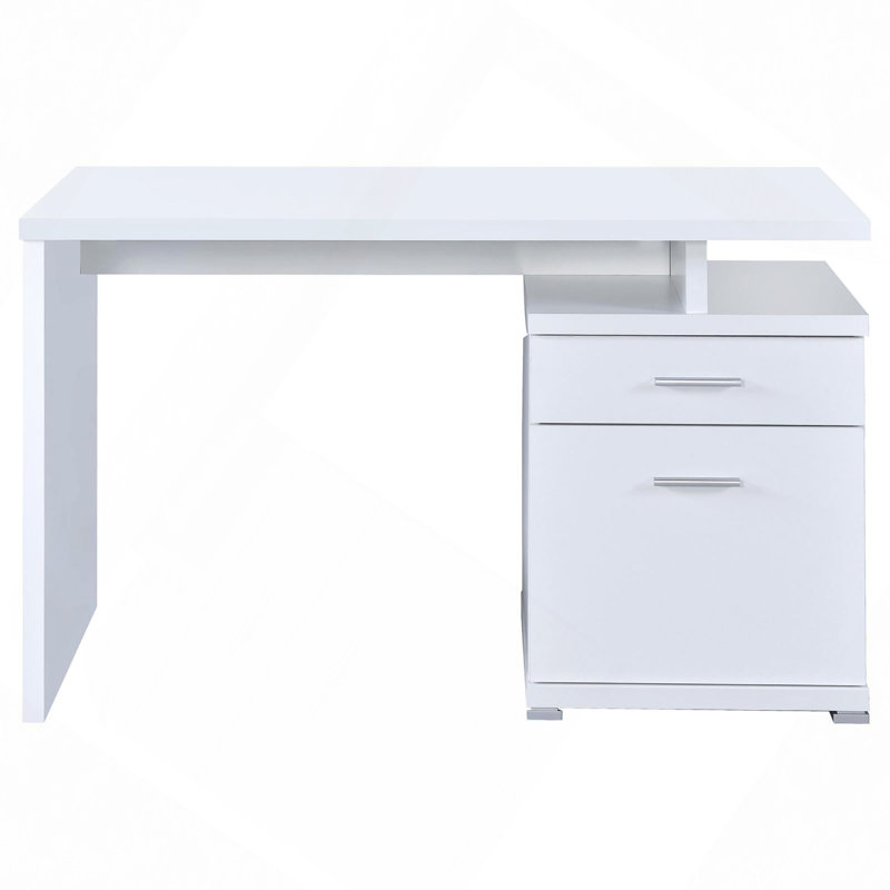 Bureau, bureau réversible à 2 tiroirs, Blanc