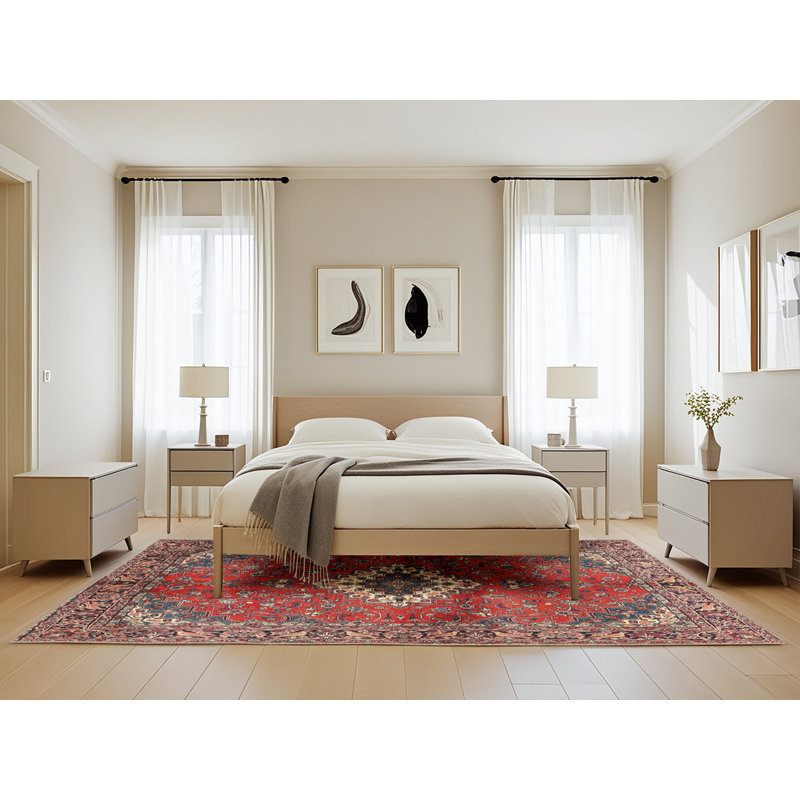 Tapis de style oriental rouge, Rectangle 5 pi x 8 pi