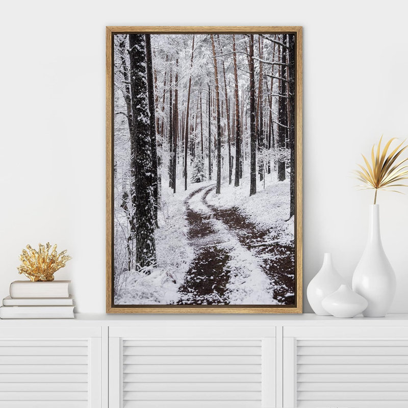 «Winter Snow Forest Trees» sur, Cadre flottant naturel, H 24 po x l 16 po