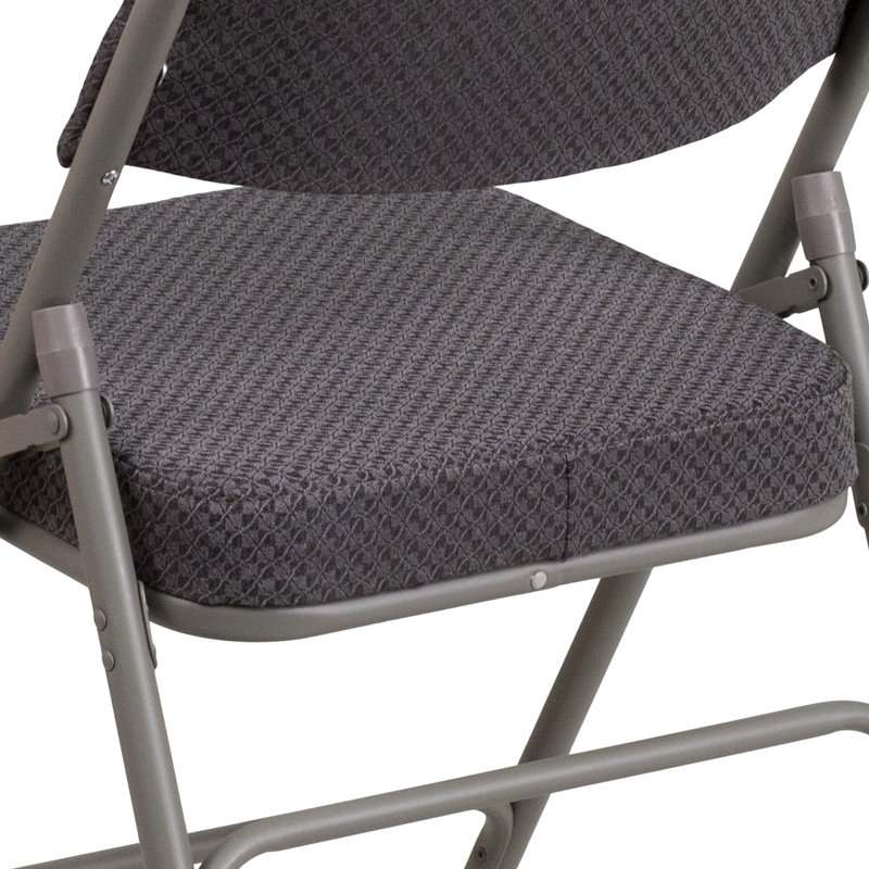 Chaise pliante recouverte en métal Oliverson, H 29,5 po x l 18 po x P 20 po, Gris / noir