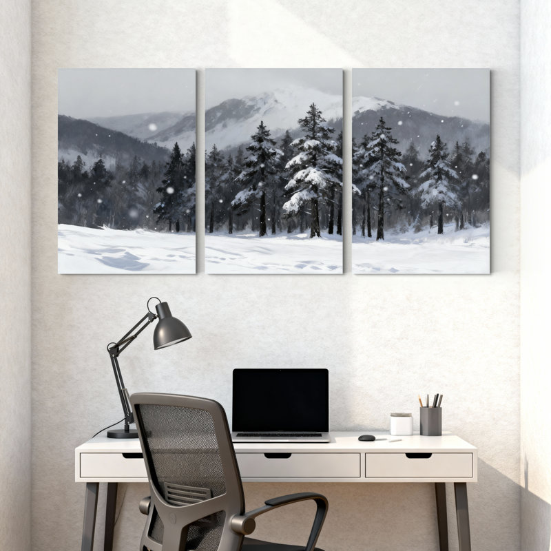 Ensemble de 3 impressions sur toile, paysage d'hiver, H 18 po x l 36 po