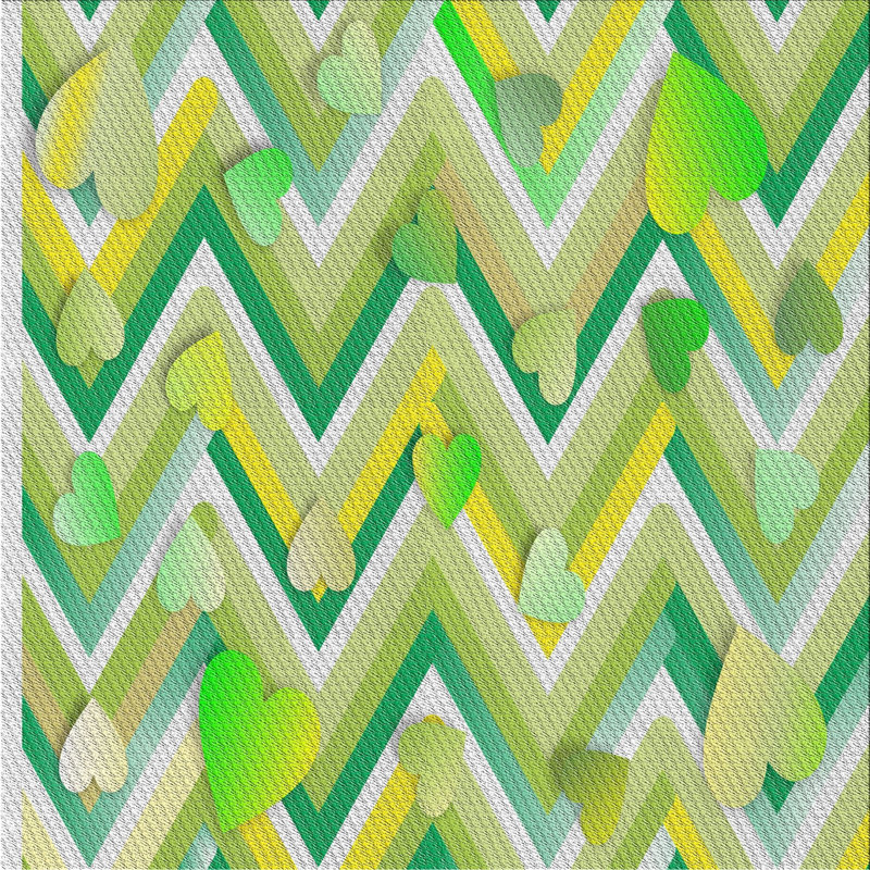 Chevron jaune/vert Tapis décoratif, Carré 6 pi