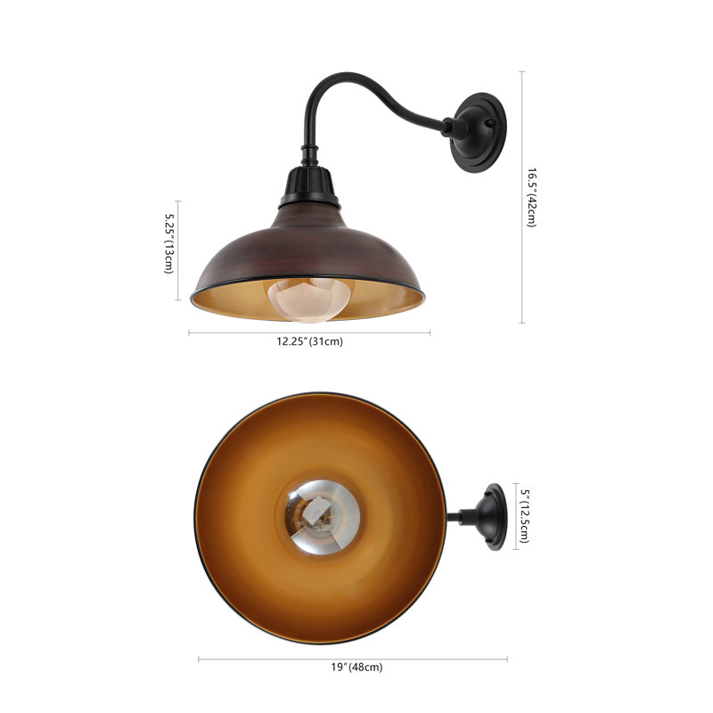 Manderfeld Iron Wall Light, Wood Finish