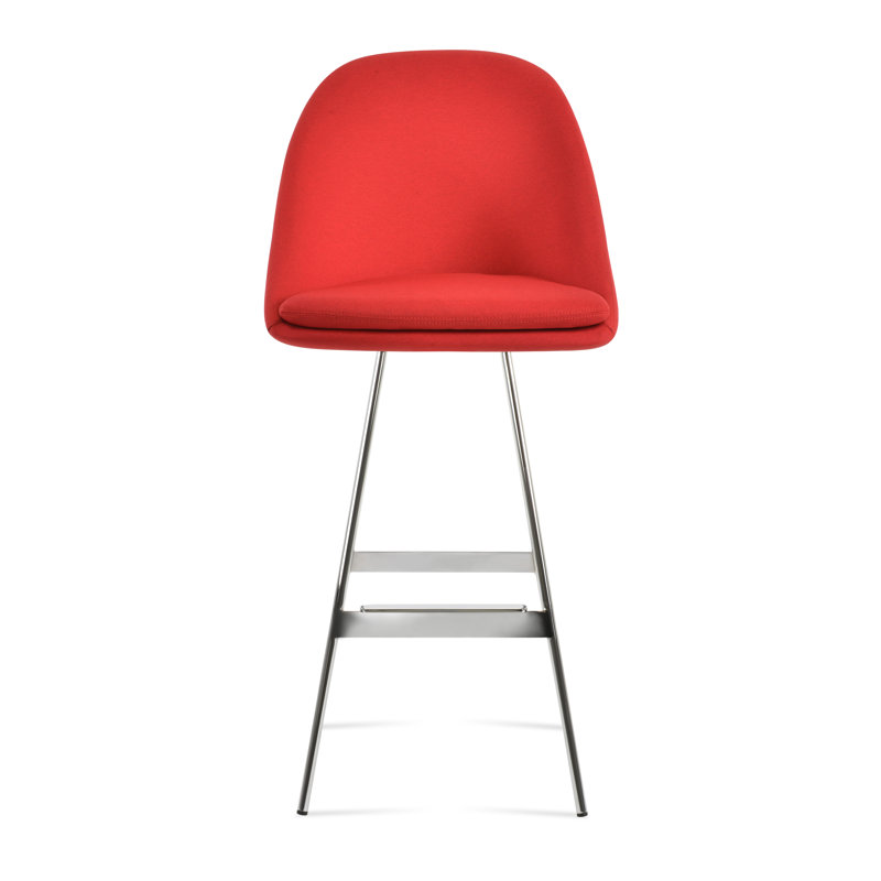 Tabouret Avanos Balat, Chrome chrome, Rouge ère B, Petit tabouret (siège d'une hauteur de 23,5 po)