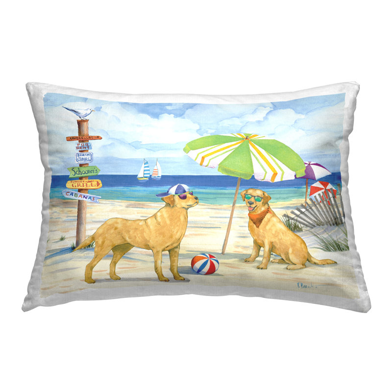 «Dog Day At Beach», coussin décoratif imprimé par Paul Brent
