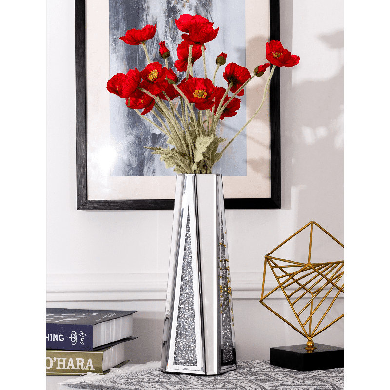 Fahrudin Handmade Glass Table Vase with Crushed Diamond Inlay
