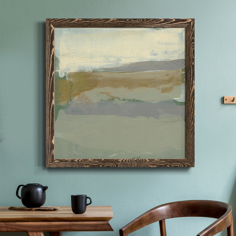 Toile encadrée sauge et or I-Premium - prête à être accrochée, Cadre noyer, H 27,5 po x l 27,5 po x P 1,5 po