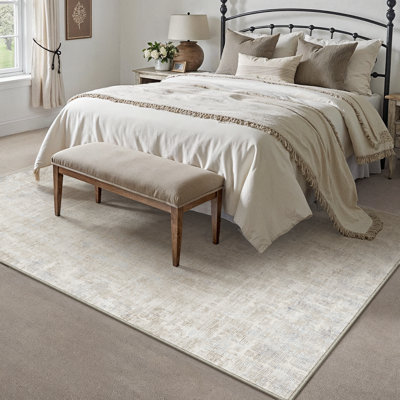 Tapis beige élégant et lavable à la machine