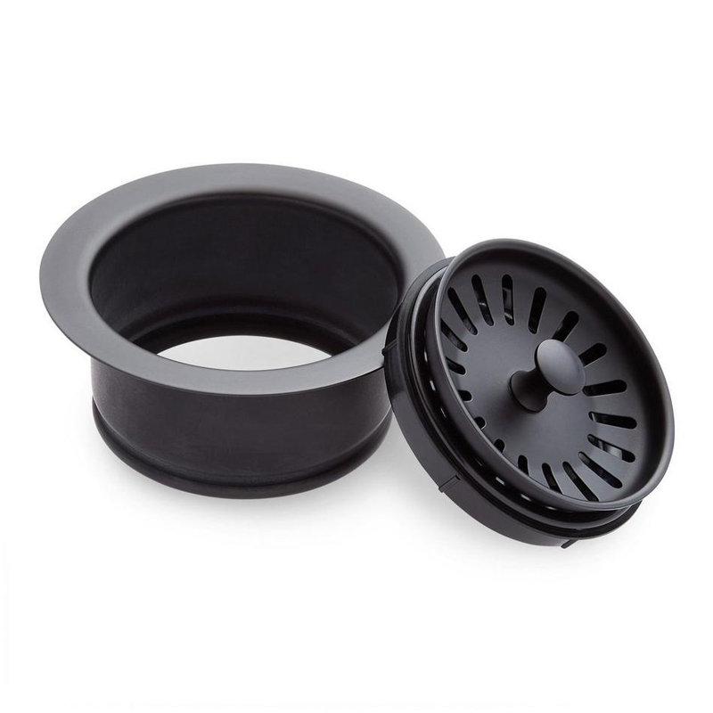 4-1/2" Garbage Disposal Flange with Stopper, Matte Black