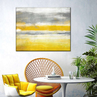 Impression abstraite sur toile jaune