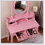Ensemble de bureau de coiffeuse Princess avec miroir pivotant à 360 °, tabouret rembourré et rangement à 4 tiroirs pour chambre de fille