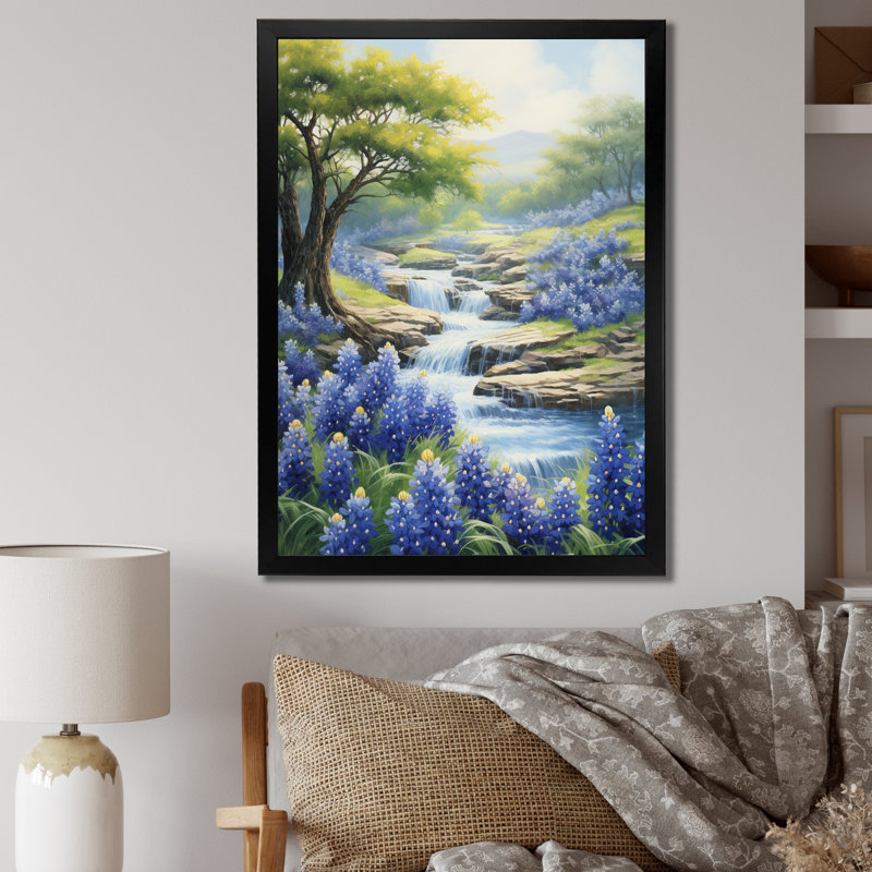 Blue Bonnets, impression romantique V - impression, Cadre photo noir, H 20 po x l 12 po x P 1 po