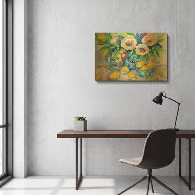 «Af après-midi limonade» par Jeanette Vertentes, art mural en métal doré, 36 po x 24 po