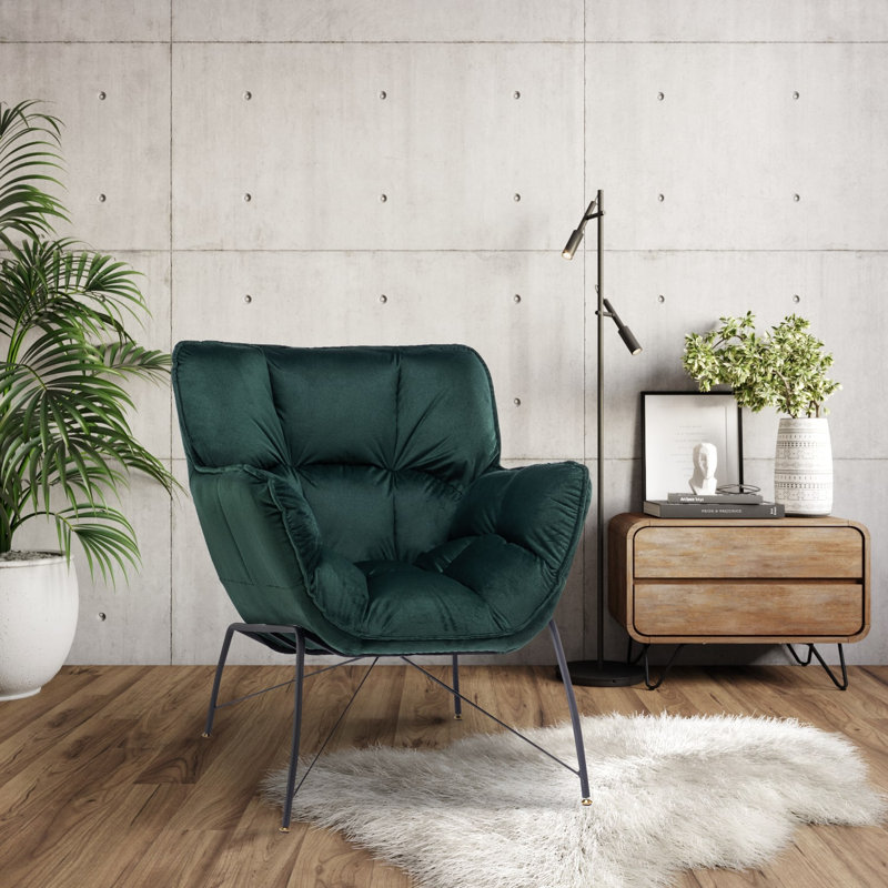 Lachlan Upholstered Accent Chair, Bottle Green Velvet