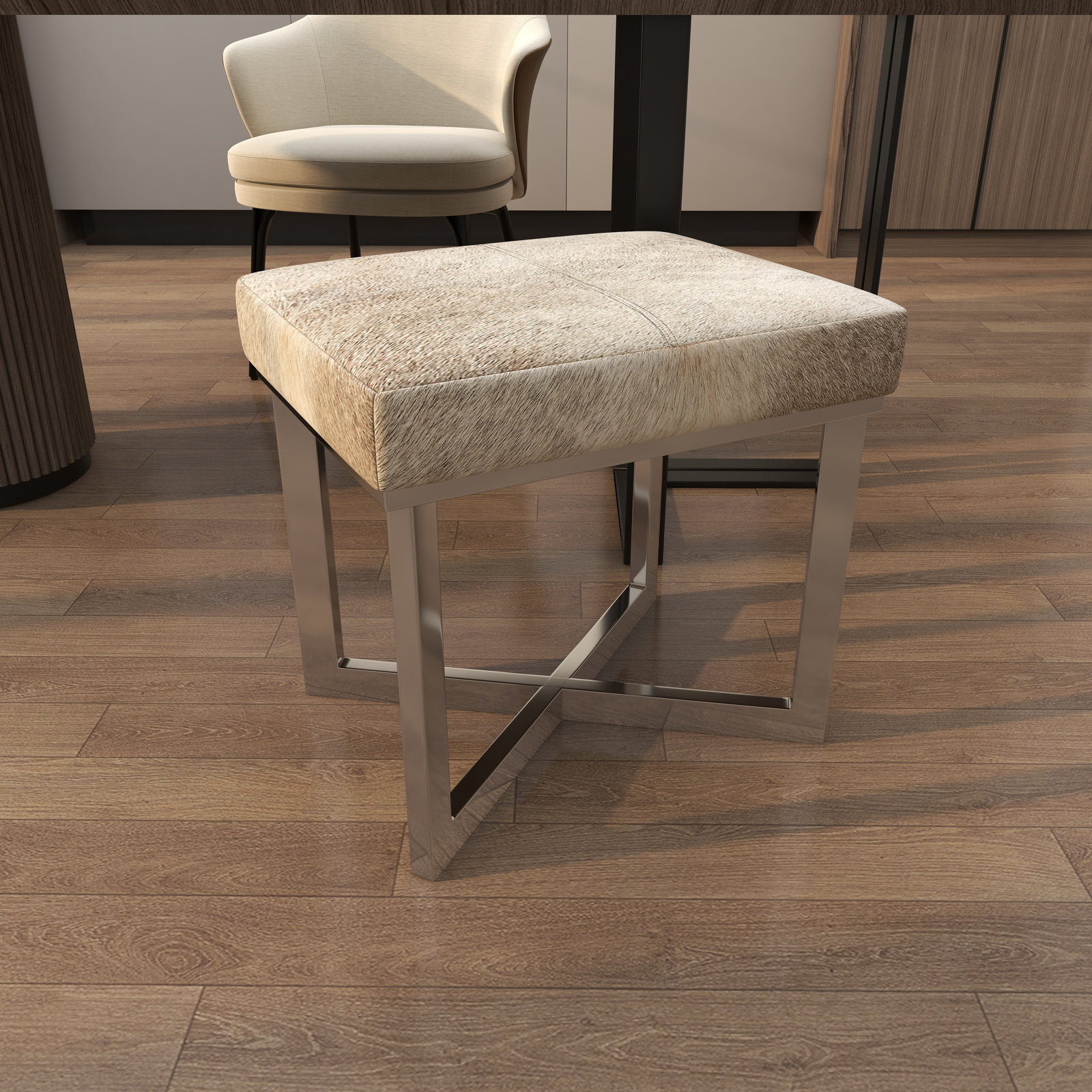 Aisla Genuine Leather Vanity Stool