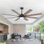 Ventilateurs de plafond de 72 po avec lumières et télécommande, grand ventilateur industriel avec moteur à courant continu réversible à 6 vitesses, ventilateur de plafond avec lumière pour le patio de la chambre à coucher