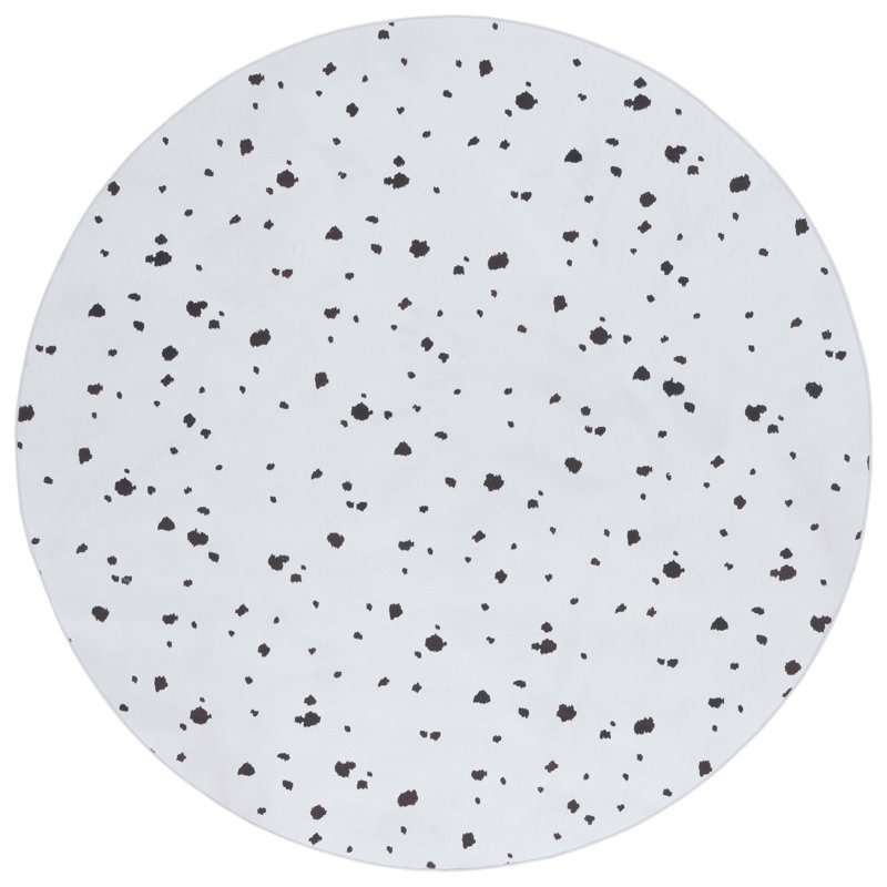 Tapis abstrait ivoire / noir, Rond 6 pi