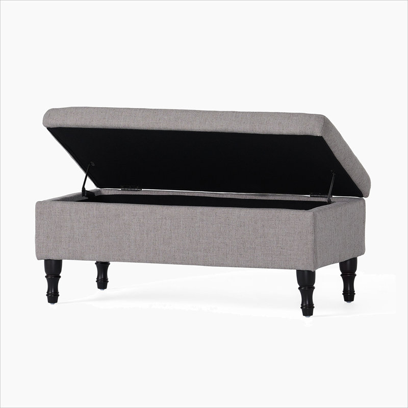 Devari Upholstered Storage Bench, Grey