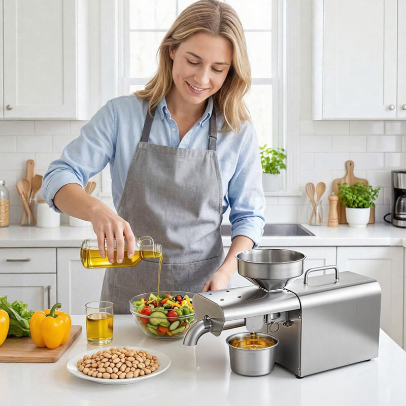 Oil Press Machine, 8.27 LBS/H Capacity, 750W Oil Extractor Machine, Automatic Electric Oil Maker for Home Commercial Use, 122℉–572℉ Hot Pressing for Peanuts Sesames Soybeans Almonds