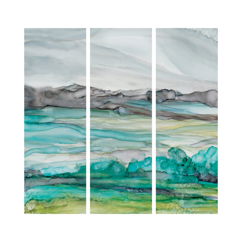 Mer de marbre I - ensemble d'art mural sur toile tendue (ensemble de 3)