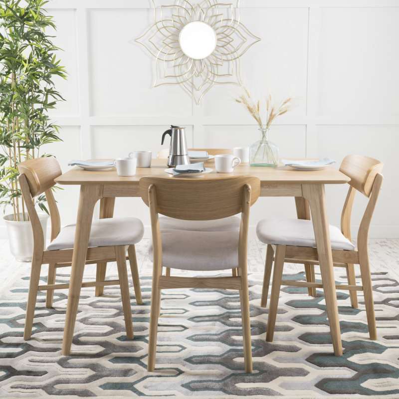 Arbel 4 - Person Four Leg Dining Set, Natural Oak, Light Beige