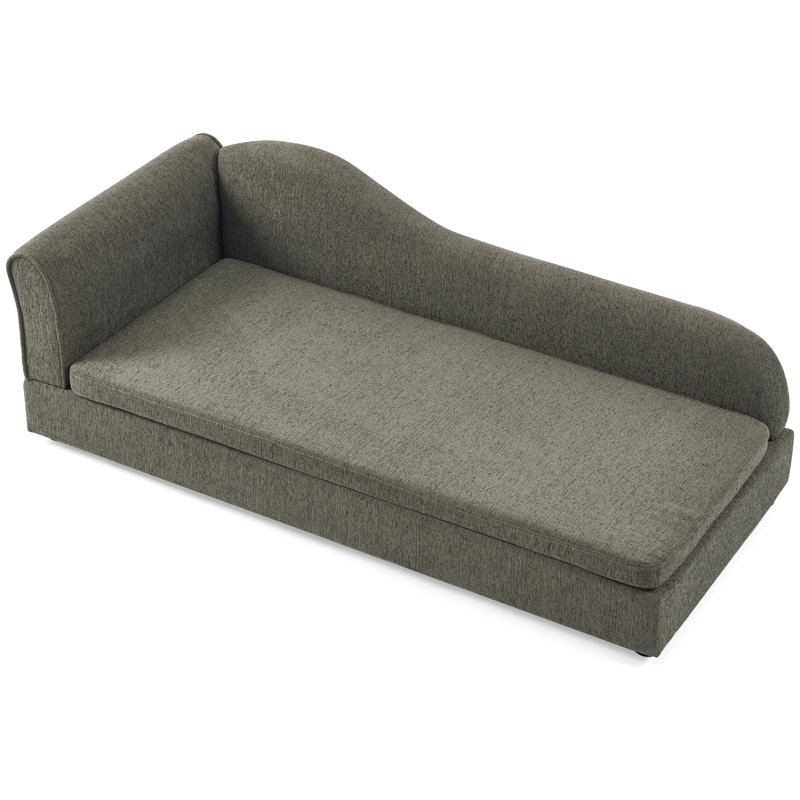 Animal de compagnie pour chiens de taille moyenne et grande - style contemporain avec vagues, conception à un bras, revêtement en lin, base rembourrée confortable en plastique gris foncé, lit surdimensionné pour chien de taille 55 po x 26 po x 18,5 po