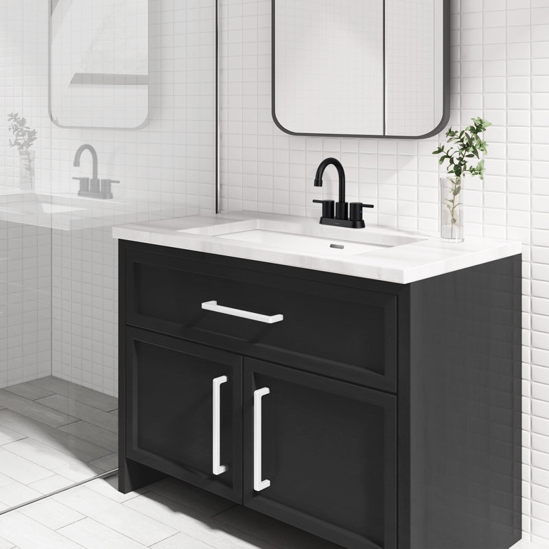 Robinet pour salle de bain 2 poignées Centreset, Noir mat