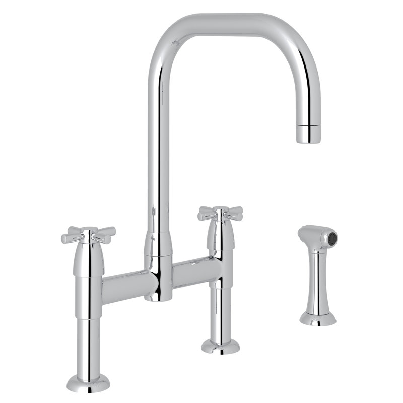 Holborn™ Bridge Faucet With Side Spray, Polished Chrome