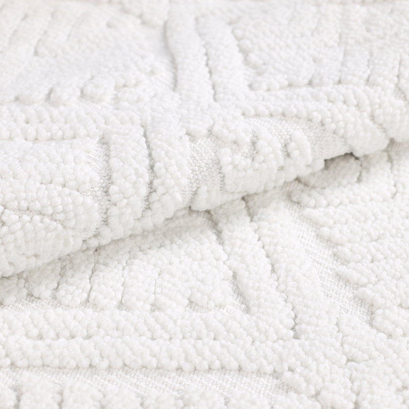 Ceton Elegant Diamond Trellis Textured Machine Washable 2 Piece Bathroom Rug Set, MEDIUM- 2 Piece Set, White