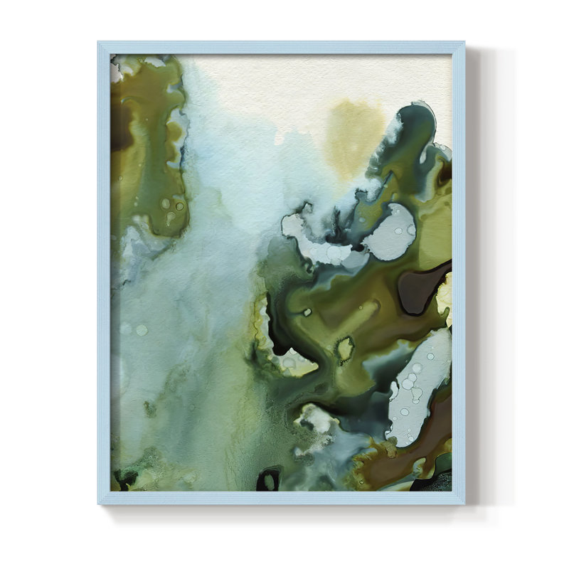 «Water and Earth I», reproduction encadrée - bois massif, Bleu, H 10 po x l 8 po