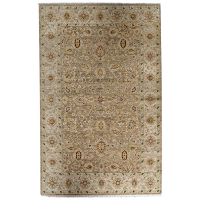 Tapis oriental noué à la main ivoire / brun clair