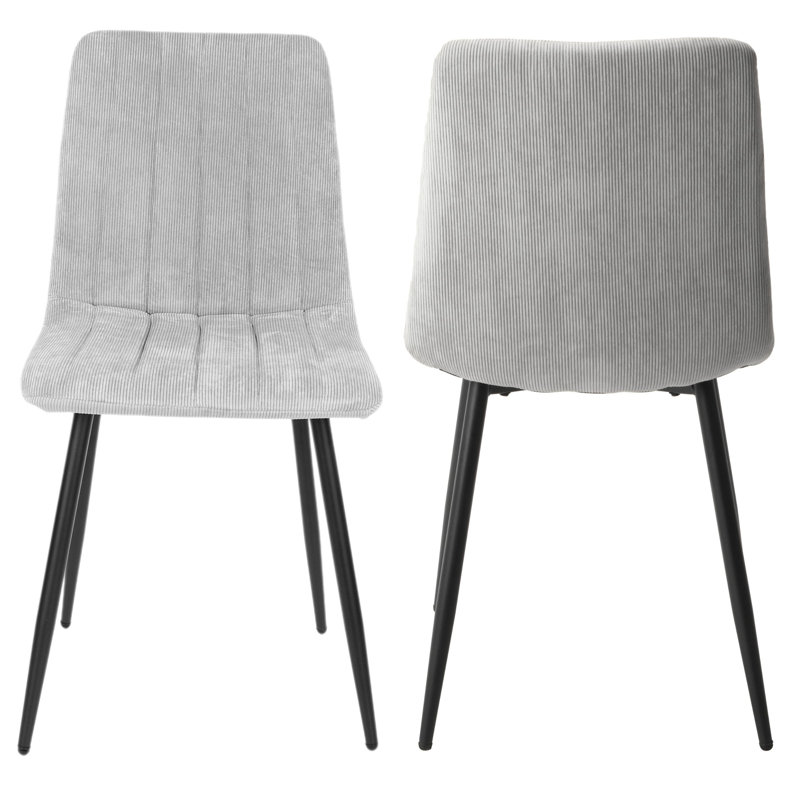 Aspen 1200mm foiled rect. table & 4 fabric chair Set, Light Grey, White