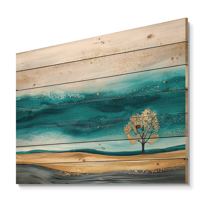 Doré, rêve doré de paysage de prairies - prairies, art mural sur bois de pin naturel, H 10 po x l 20 po
