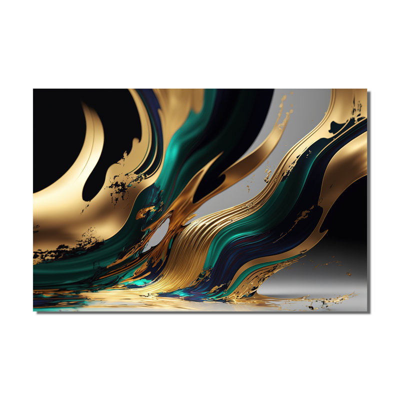 Agate verte et dorée II - art mural abstrait transitionnel pour le salon