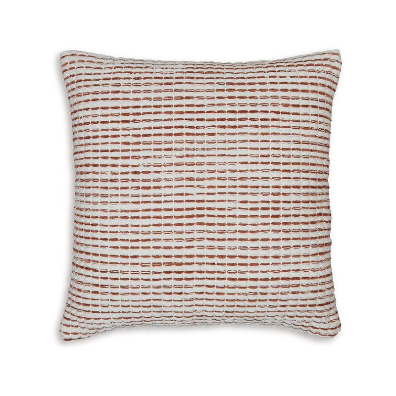 Ensemble de 4 coussins décoratifs à rayures, en coton brun blanc Lien