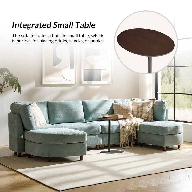 Johannes 318cm W 6-Seater Chenille Corner Sofa with Under-Seat Storage, Sage