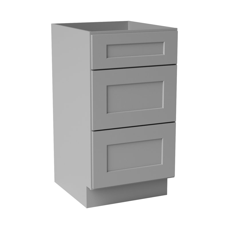 Armoire de salle de bain en bois massif prête à assembler avec tiroir Shaker - comptoir non inclus, Gris