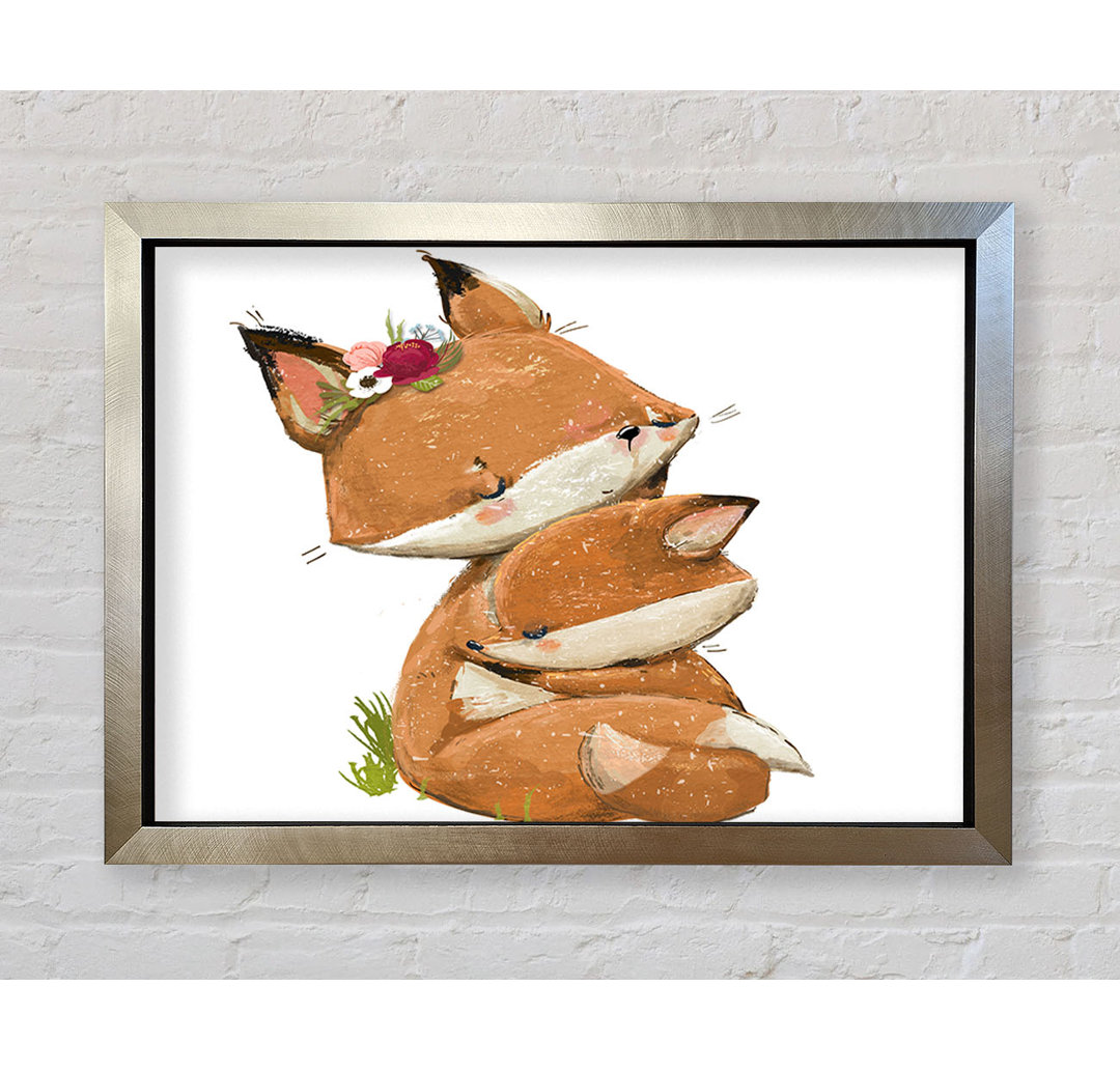 Fox Family Cuddle - Einzelner Bilderrahmen Kunstdrucke