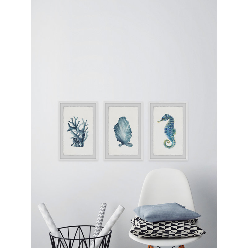 « ocean gemmes triptyque », ensemble de 3 reproductions encadrées, H 12 po x l 8 po x P 1,5 po