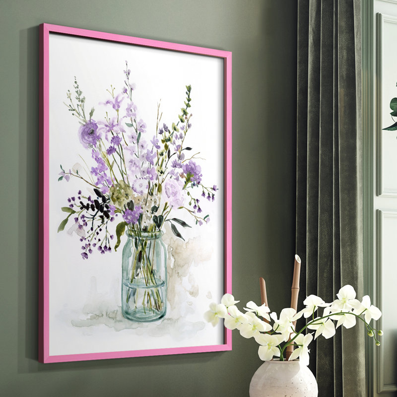 «Mauve Passion II», reproduction encadrée - bois massif, Rose, H 10 po x l 8 po