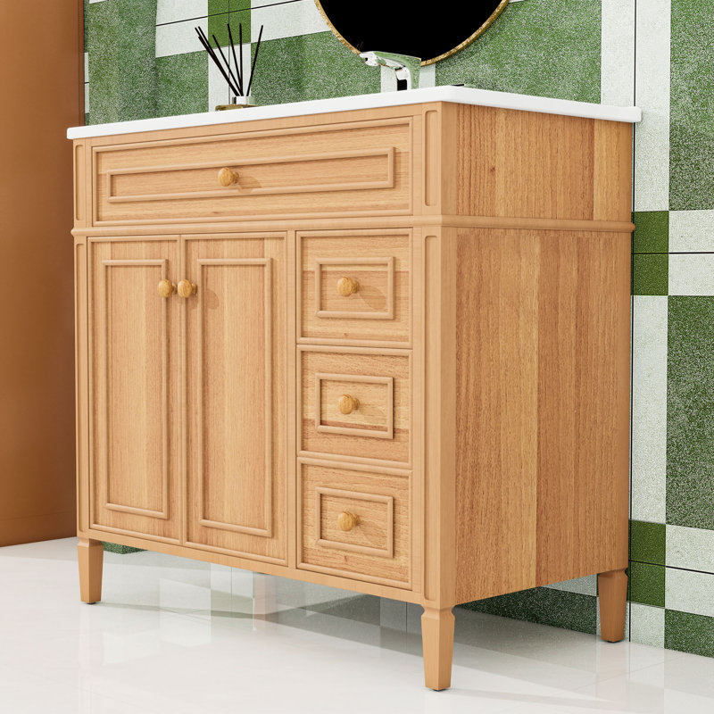 Meuble-lavabo avec lavabo, 3 tiroirs et 2 portes à fermeture en douceur