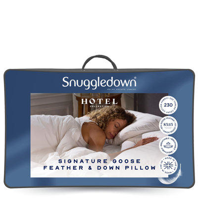 Luxurious Hotel Snuggledown Signature Goose Feather & Down Medium Support Back Sleeper Cotton Cover Pillow